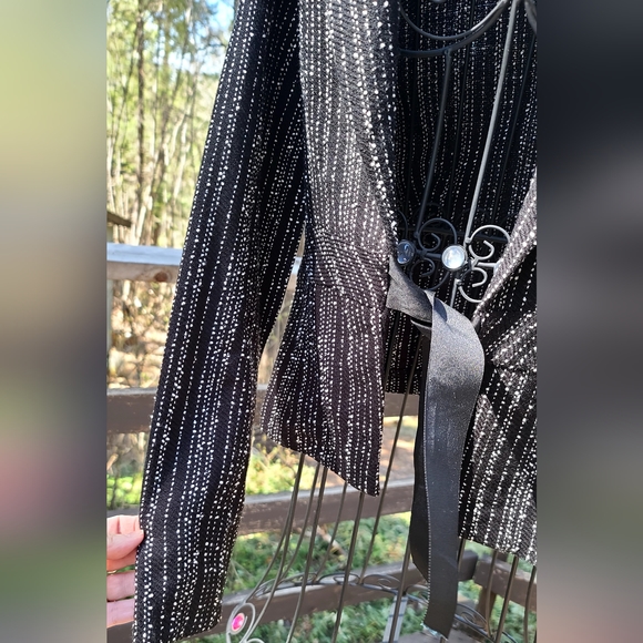 Styles black &white gorgeous lightweight blazer w/ribbon tie szM - Picture 2 of 6